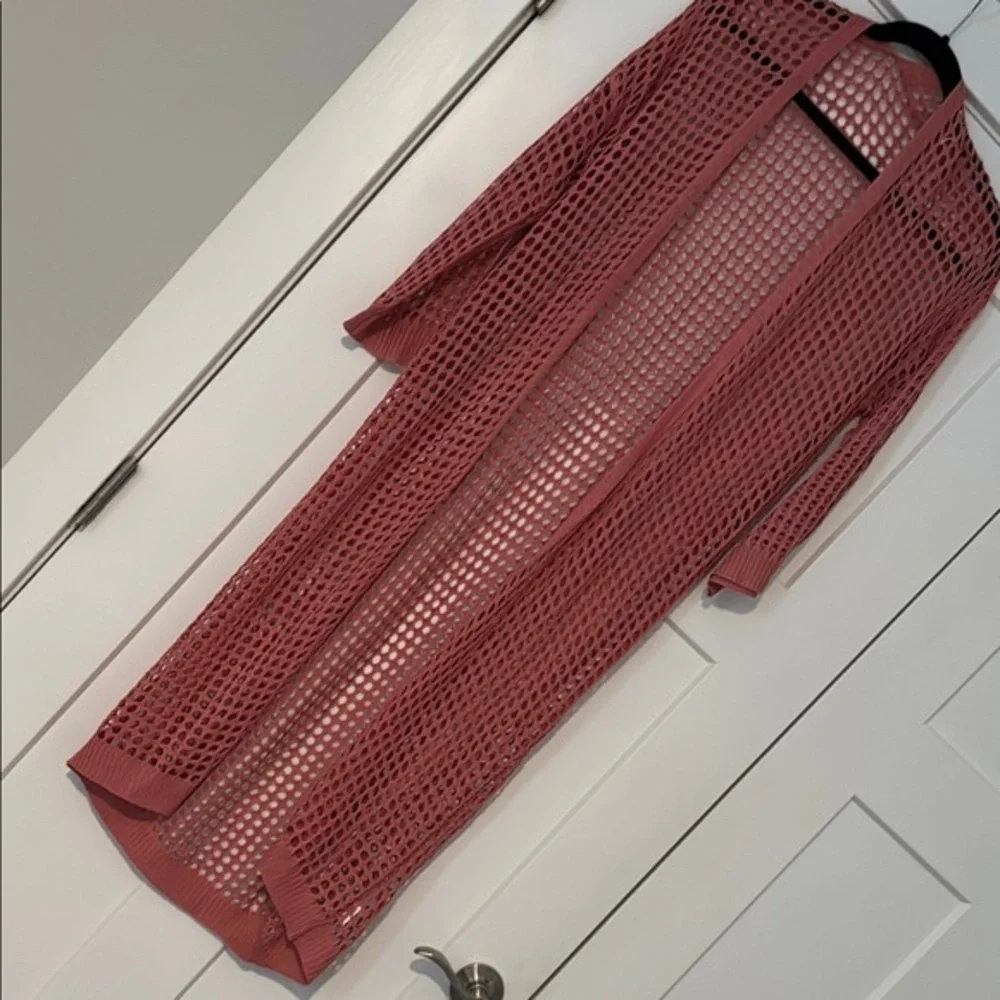 💜3/$12💜 Elegant Open-Knit Cardigan in Dusty Pink